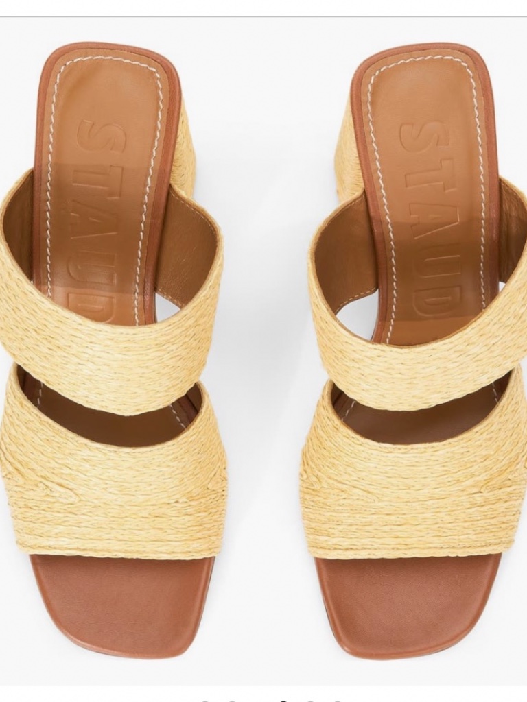 Staud Skylar Slide Sandal Natural Raffia Sz Eu 40